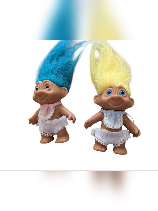 Trolls Other - Vintage 90s Baby Troll Doll Twin Set Diapers & Bibs